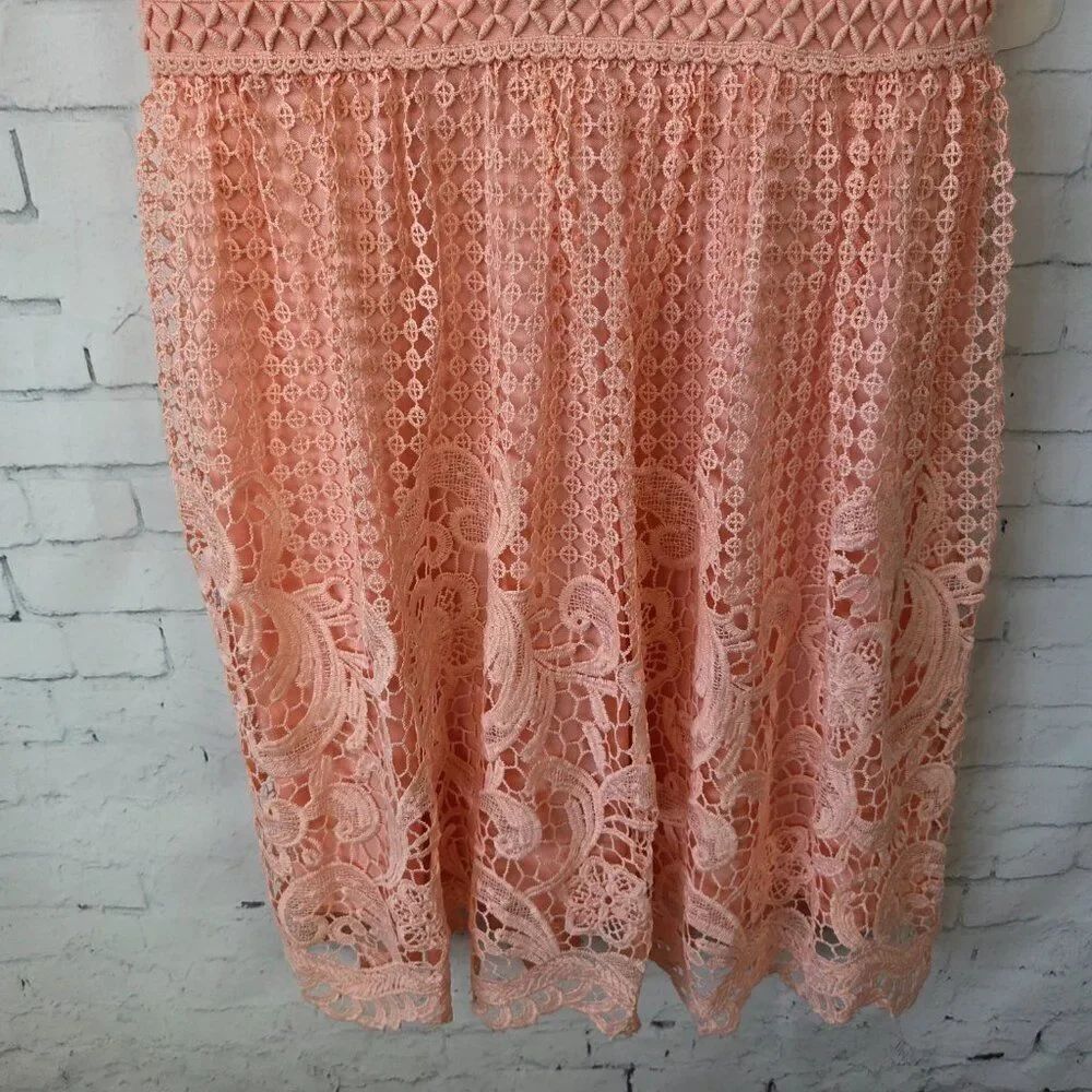 Altar'd State Coral Peach Lace Crochet Dress Size S NEW Party Princess Peach - Picture 5 of 10